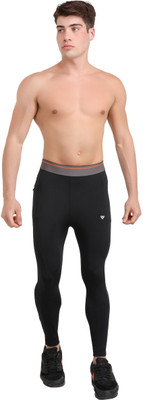 Kyk Solid, Color Block Men Black Tights