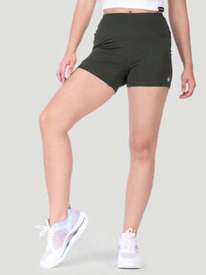 Woomfox Solid Women Dark Green Tights