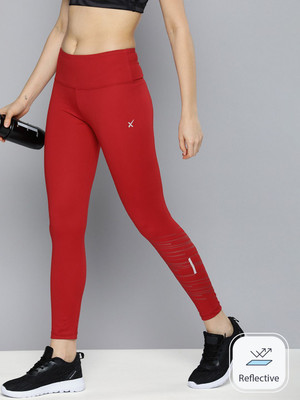 HRX by Hrithik Roshan Solid Women Red Tights