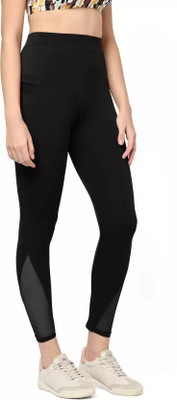 Plus Fitpro Self Design Women Black Tights