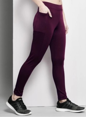 Earthjoy Solid Women Maroon Tights