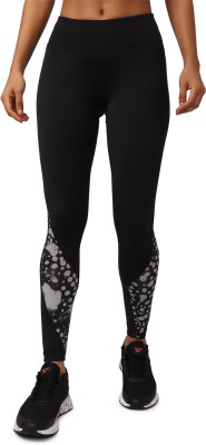 REEBOK Color Block Women Black Tights