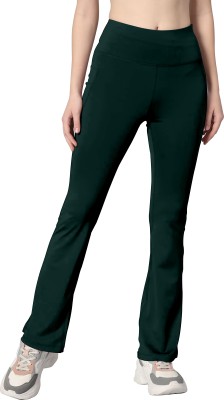 Mehrang Self Design Women Dark Green Tights