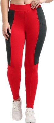 BELORE SLIMS Color Block Women Red Tights