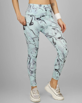 BEYOGINI Printed Women Light Blue Tights