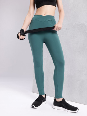 HRX by Hrithik Roshan Solid Women Green Tights