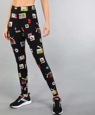 PUMA Graphic Print Women Black Tights