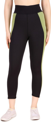 Anishq Color Block Women Black, Green Tights