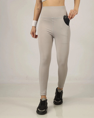 BEYOGINI Solid Women Grey Tights