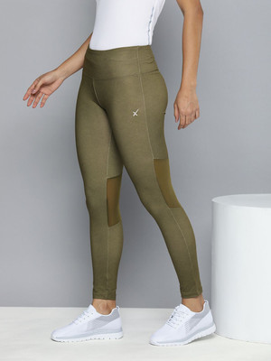 HRX by Hrithik Roshan Solid Women Green Tights