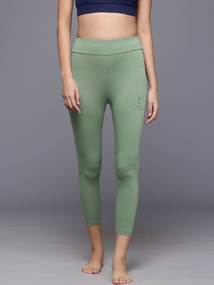 HRX by Hrithik Roshan Solid Women Green Tights
