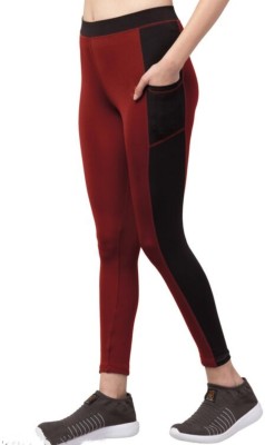 Asjeggings Color Block Women Maroon Tights