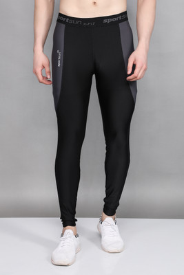 Sport Sun Color Block Men Black Tights