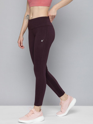 HRX by Hrithik Roshan Solid Women Maroon Tights