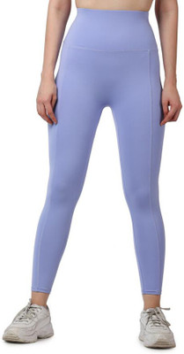THEFITTHEORY Solid Women Purple Tights