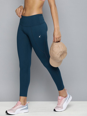 HRX by Hrithik Roshan Solid Women Blue Tights