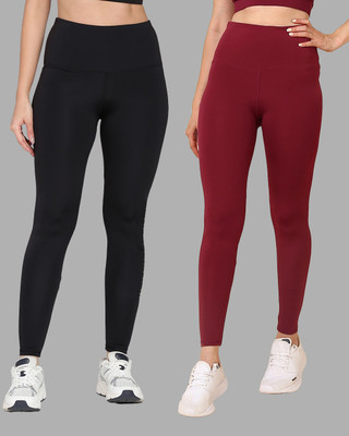 Nexstep Solid, Printed Women Black, Maroon Tights