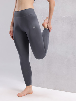 HRX by Hrithik Roshan Solid Women Grey Tights