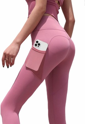 Frackson Solid, Woven, Self Design Women Pink Tights