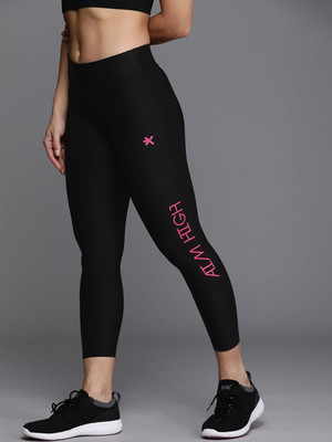 HRX by Hrithik Roshan Printed Women Black Tights