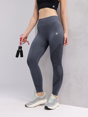 HRX by Hrithik Roshan Solid Women Grey Tights