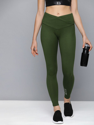 HRX by Hrithik Roshan Solid Women Dark Green Tights