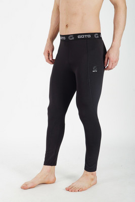 Goto Sports Solid Men Black Tights