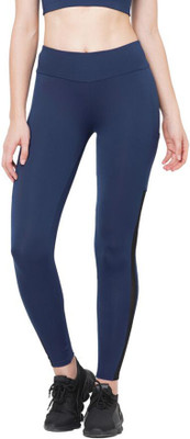 Laasa Sports Striped Women Blue Tights
