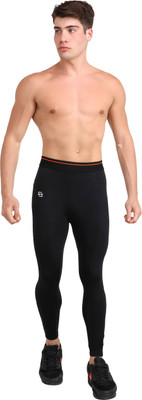 Sportinger Solid, Color Block Men Black Tights