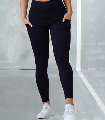 M7 By Metronaut Solid Women Dark Blue Tights