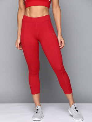 HRX by Hrithik Roshan Solid Women Red Tights