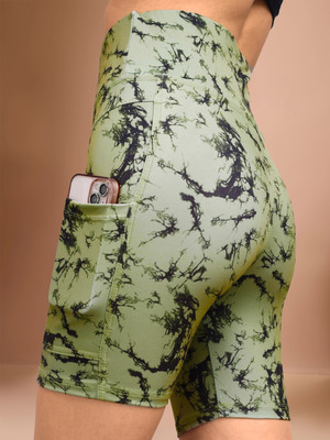 POOJARAN Printed Women Green, Black Tights
