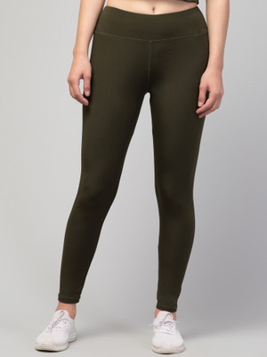 CKARFE Solid Women Dark Green Tights