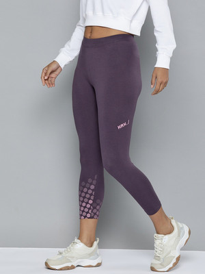 HRX by Hrithik Roshan Solid Women Purple Tights