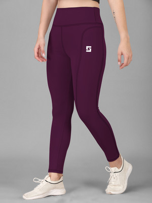 POOJARAN Solid Women Purple Tights