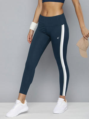 HRX by Hrithik Roshan Striped Women Blue Tights