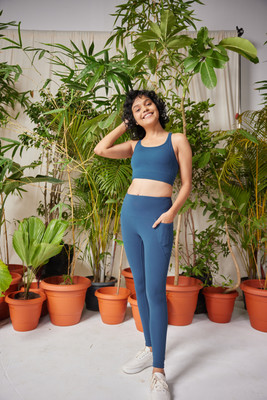 BlissClub Solid Women Blue Tights