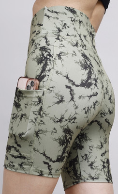 POOJARAN Printed Women Green Tights