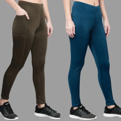 SprintStyle Solid Women Brown, Blue Tights