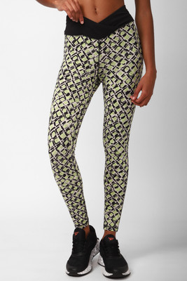 REEBOK Printed Women Black Tights