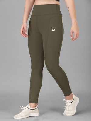 POOJARAN Solid Women Green Tights