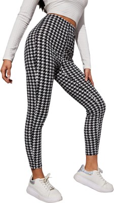 DTR FASHION Houndstooth Women Black, White Tights