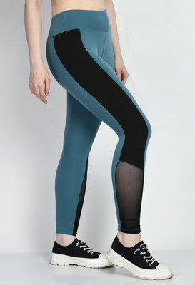 Waylene Color Block Women Light Blue, Black Tights