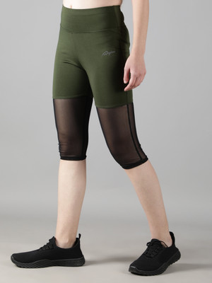Waylene Solid, Self Design Women Green Tights