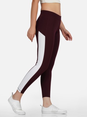 KGN HUB Color Block Women Maroon Tights