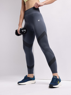 HRX by Hrithik Roshan Solid, Printed Women Light Blue Tights