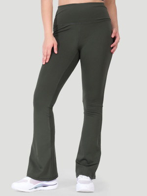 Woomfox Solid Women Dark Green Tights
