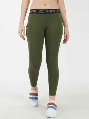 GOTO Solid Women Green Tights