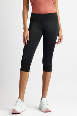 REEBOK Solid Women Black Tights