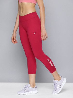 HRX by Hrithik Roshan Solid Women Red Tights